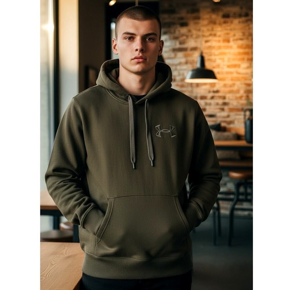 Under Armour Storm Cold Gear Hoodie Men's Olive Pullover Hoodie - Size: Small